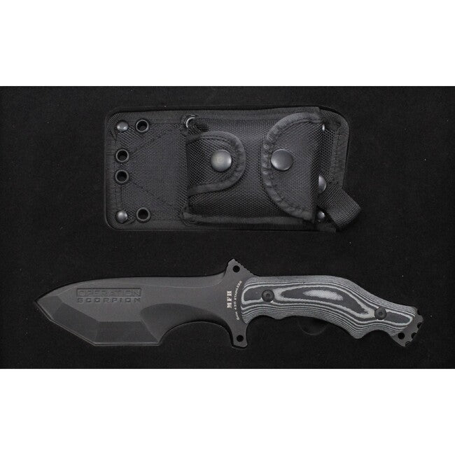MFH Messer Operation Skorpion Micarta Griff mit Scheide, schwarz