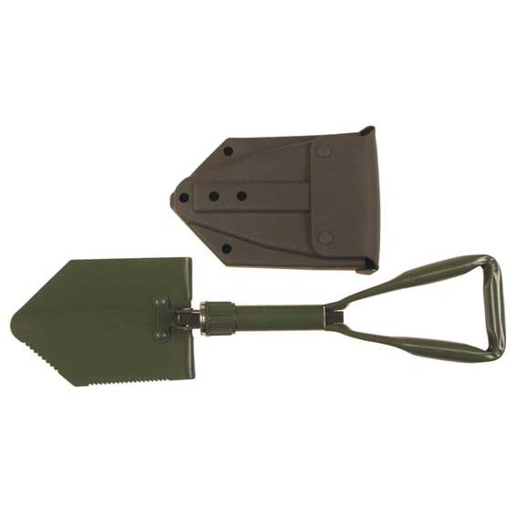 MFH Dreiteiliger BW-Feldspaten Ganzmetall, PVC-tasche, olivgrün