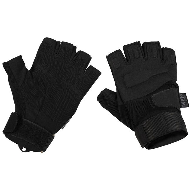 MFH Tactical handschuhe ohne Finger 1/2 schwarz