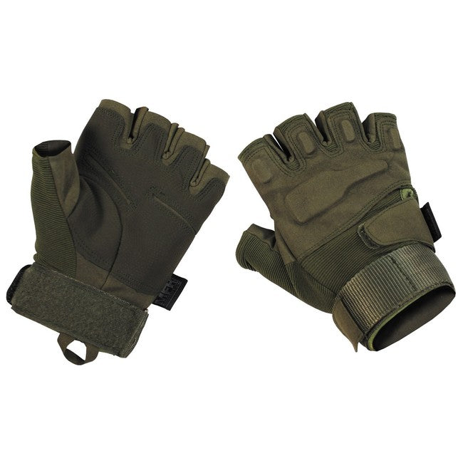 MFH Tactical handschuhe ohne Finger, 1/2, oliv