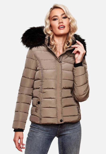 Navahoo Miamor damen Winterjacke mit Kapuze, taupe grey