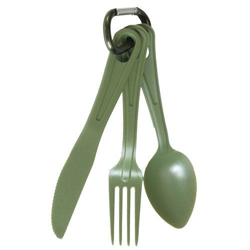 Mil-Tec Amerikanisches Besteck 3-teilig aus Polycarbonat olivfarben