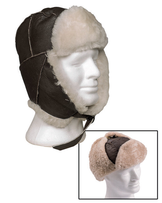 Mil-Tec us af pelzmütze b3 leder braun