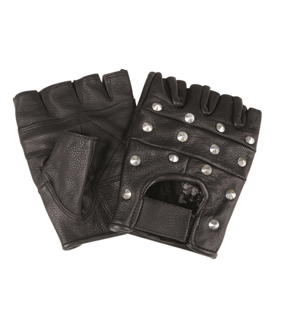 Mil-Tec Biker fingerlose handschuhe mit Nieten, schwarz