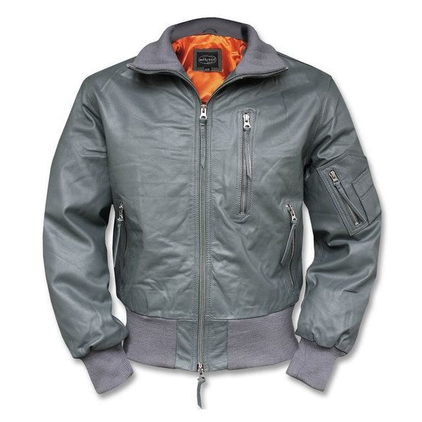 Mil-Tec bw Lederjacke flieger grau