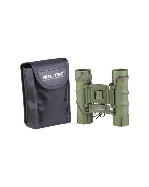Mil-Tec Fernglas 10x25 Gen II gummiert mit Hülle, woodland