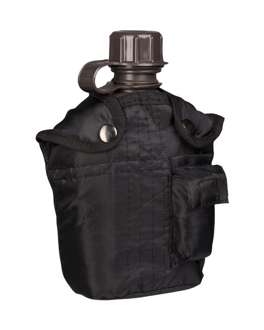 Mil-Tec Field Bottle US IMPORT 1L with Cover, Black