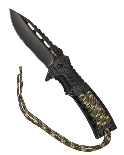 Mil-Tec einhandmesser paracord m.fire starter tarn
