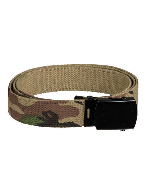 Mil-Tec Gürtel US Hosen mit schwarzer Schnalle woodland 130cm