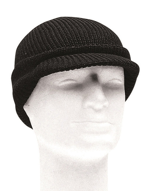 Mil-Tec Strickmütze mit Schild, schwarz