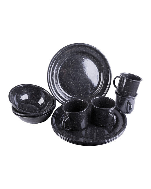 Mil-Tec western essgeschirrsatz emaille 12-tlg.schwarz