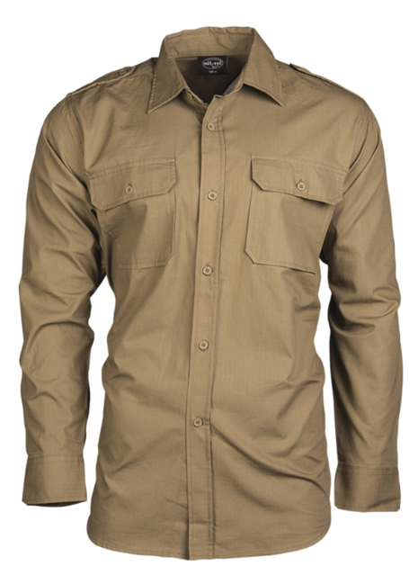 Mil-Tec Ripstop Langarm-Hemd, coyote
