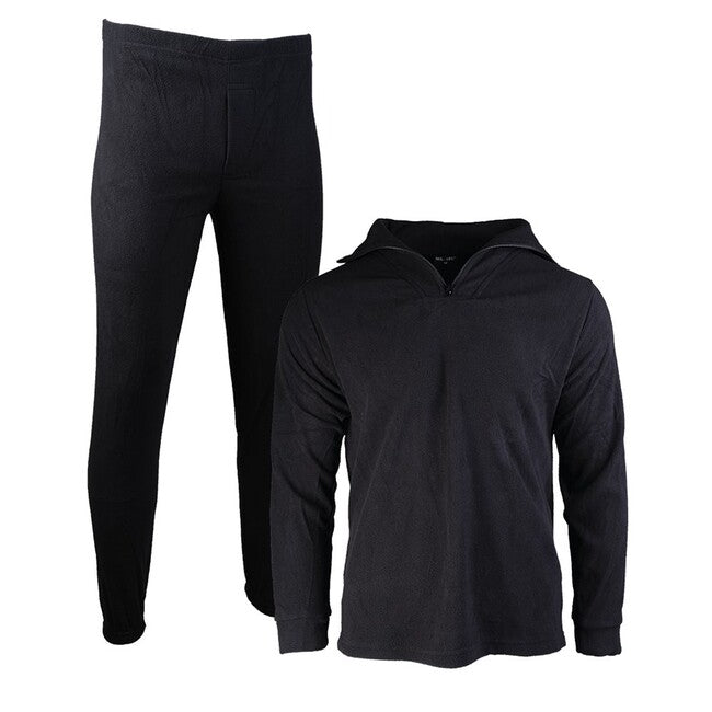 Mil-Tec Thermofleece Unterwäsche mit Reißverschluss, schwarz