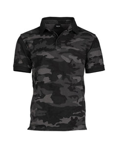 Mil-Tec TMAVE KAMUFLAZNE POLO T-Shirt PREWASH, dark camo