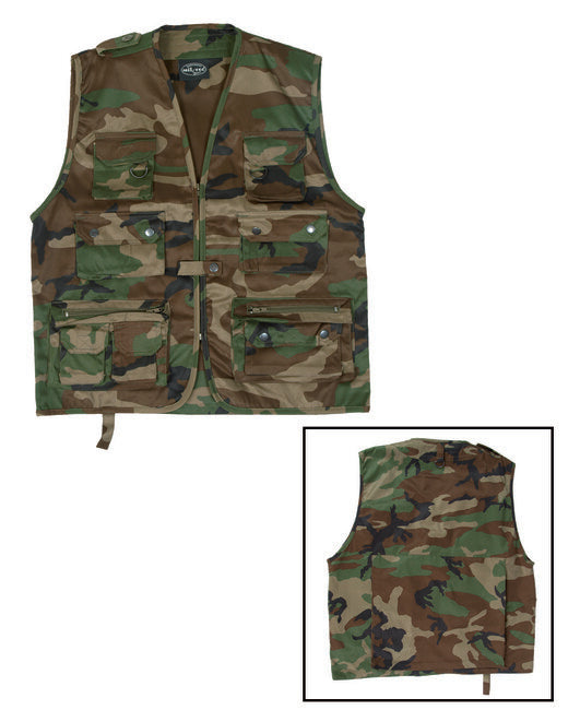 Mil-Tec JAGD Weste für Jagd oder Angeln woodland