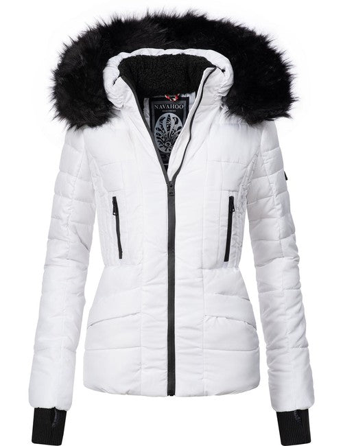 Navahoo Adele damen winterjacke mit kapuze, weiß
