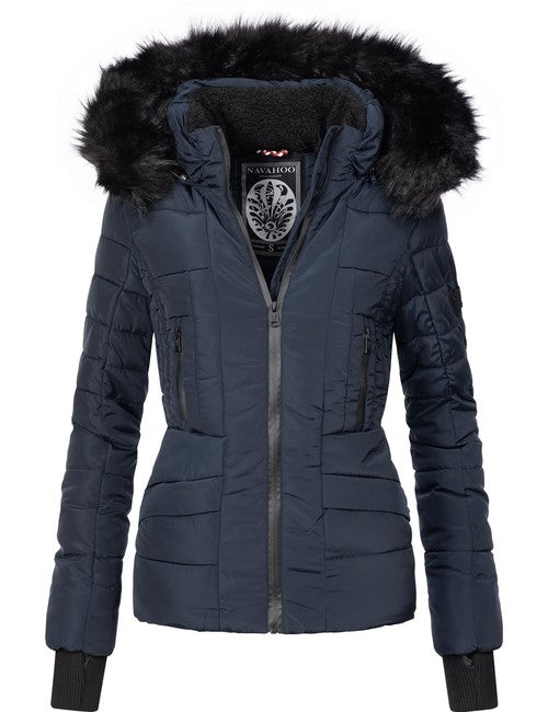 Navahoo Adele damen Winterjacke mit Kapuze, dunkelblau