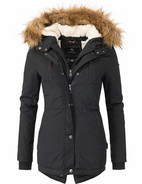 Marikoo Akira damen-Winterjacke mit Kapuze, schwarz