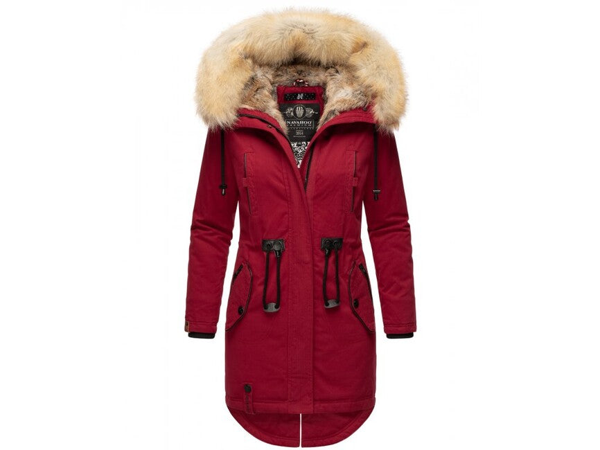 Navahoo Bombii damen Winterjacke mit Fell, blood red