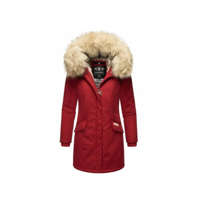 Navahoo Cristal damen Winterjacke mit Kapuze und Fell, blood red