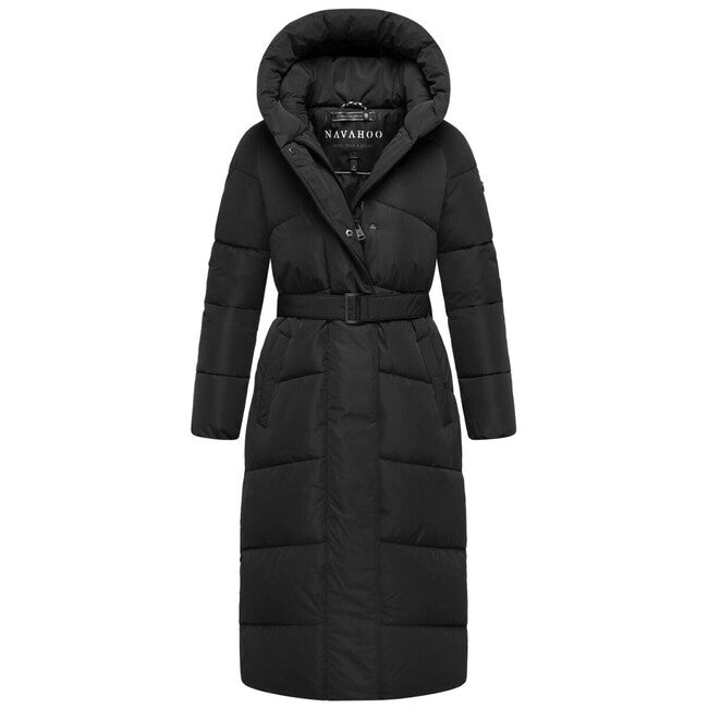 Navahoo EISBLICK damen langer Wintermantel, schwarz