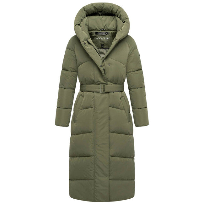 Navahoo EISBLICK damen langer Wintermantel, olive leaf