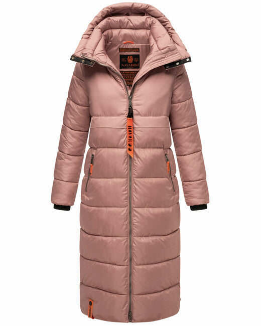 Navahoo Kristallblume damen long winter jacket with hood, pastell lila