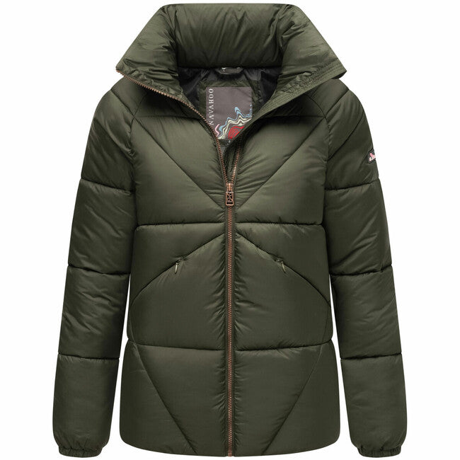 Navahoo Schokolinaa damen kurze winterjacke, oliv
