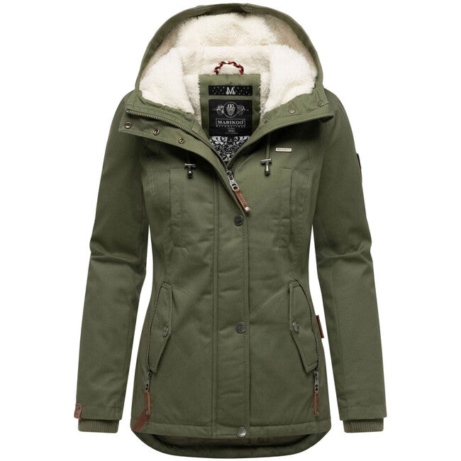 Marikoo Bikoo damen Winterjacke mit Kapuze, olive leaf