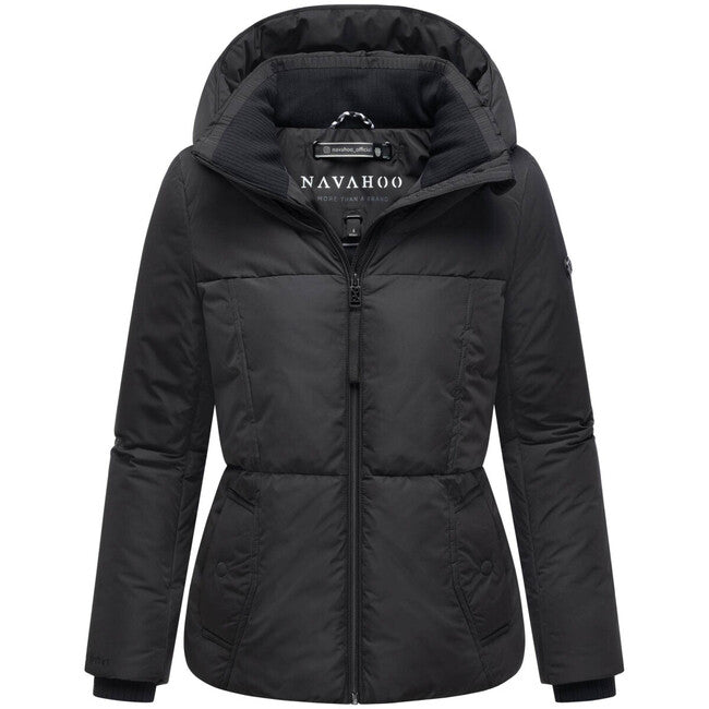 Navahoo Flüsterfee 14 damen Winterjacke mit großer Kapuze, schwarz
