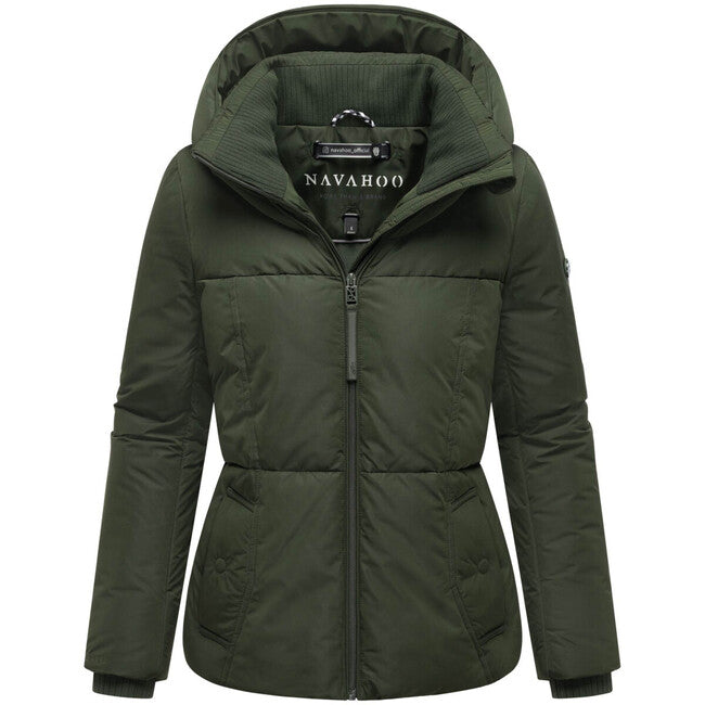 Navahoo Flüsterfee 14 damen Winterjacke mit großer Kapuze, dark olive