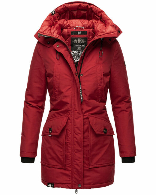 Navahoo Blizzardstorm damen Winterjacke mit Kapuze, blutrot