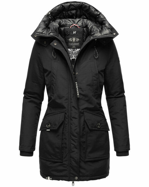 Navahoo Blizzardstorm damen Winterjacke mit Kapuze, schwarz