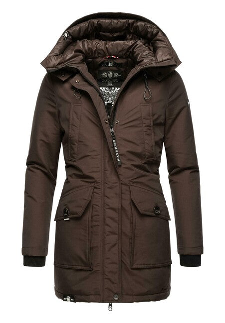 Navahoo Blizzardstorm damen Winterjacke mit Kapuze, dark choco