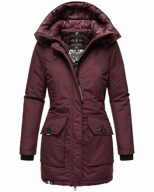 Navahoo Blizzardstorm damen Winterjacke mit Kapuze, weinrot