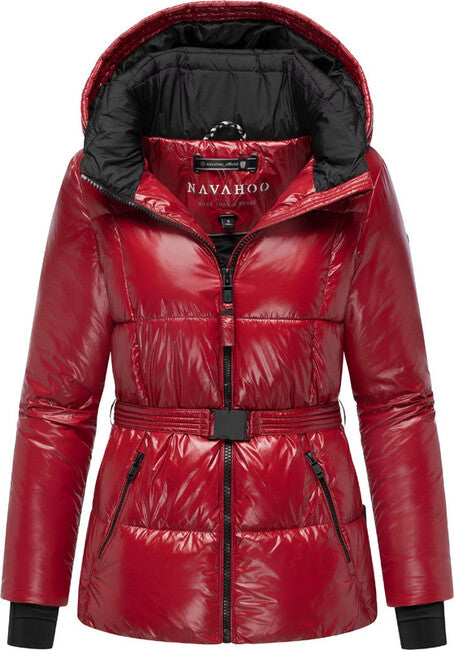 Navahoo EISGLANZ damen Winterjacke mit Kapuze, dunkelrot