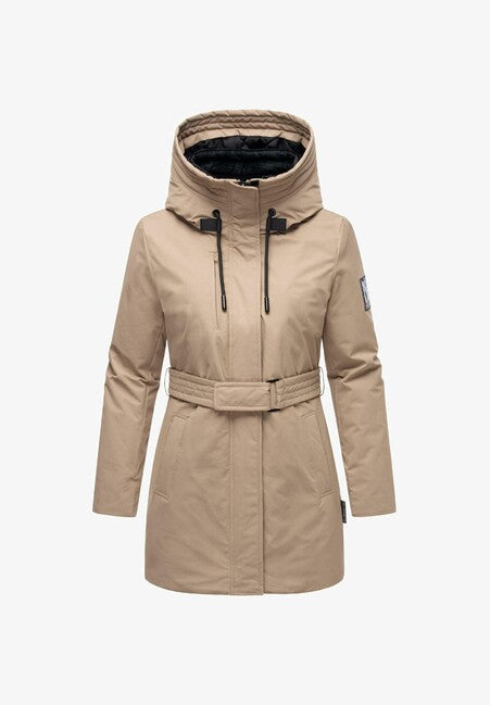 Navahoo Eishauch damen Winterparka mit Kapuze, taupe grau