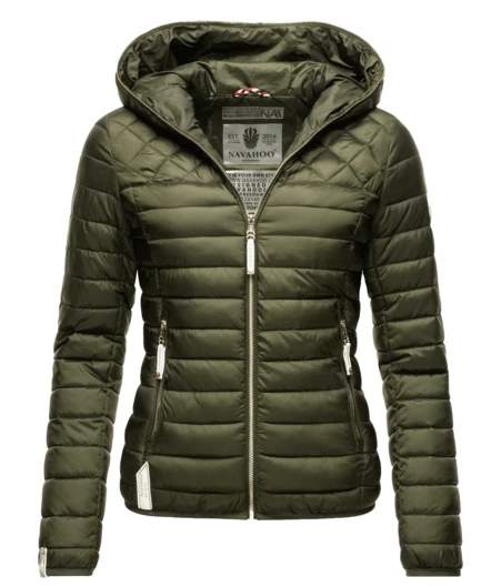 Navahoo Ich bin Hübsch damen Übergangsjacke mit Kapuze, Olivgrün