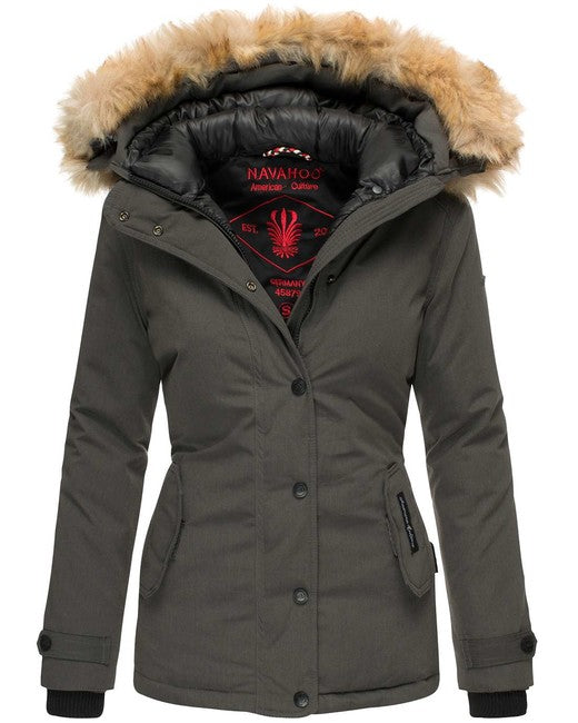 Navahoo Laura damen Winterjacke mit Kapuze, anthrazit