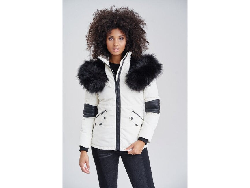 Navahoo NIRVANA damen Winterjacke mit Kapuze, weiß