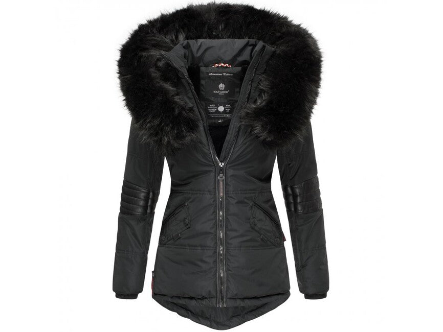 Navahoo NIRVANA damen Winterjacke mit Kapuze, schwarz