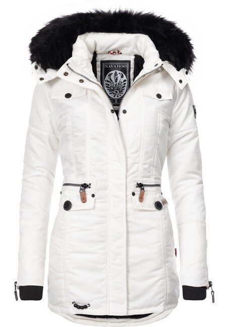 Navahoo SCHATZCHEN damen Winterjacke mit Kapuze, weiß