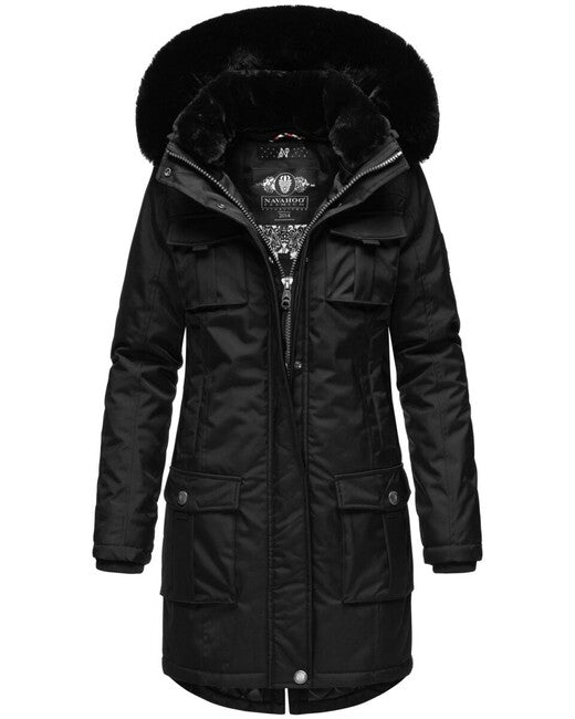 Navahoo Tiniis damen Winterjacke mit Kapuze, schwarz