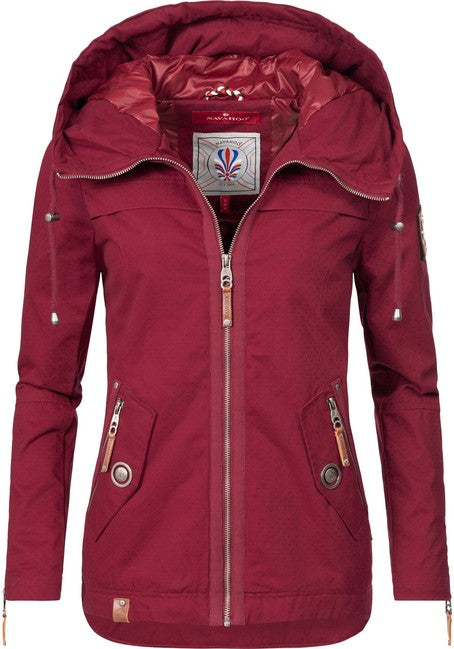 Navahoo Wekoo damen Übergangsjacke mit Kapuze, bordeaux gepunktet