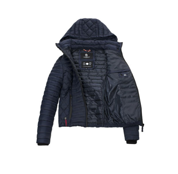 Marikoo Samtpfote damen-Übergangsjacke mit Kapuze, navy
