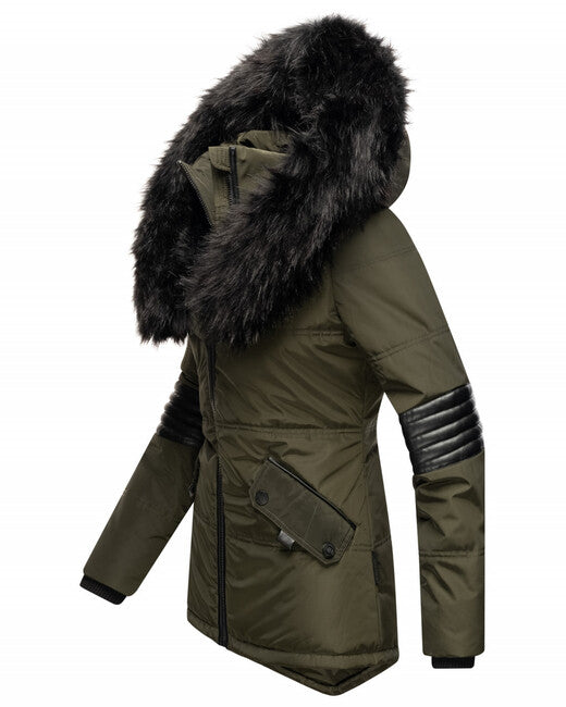 Navahoo NIRVANA damen Winterjacke mit Kapuze, olivgrün