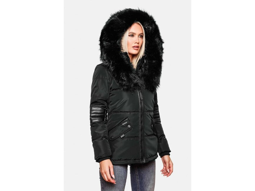 Navahoo NIRVANA damen Winterjacke mit Kapuze, schwarz