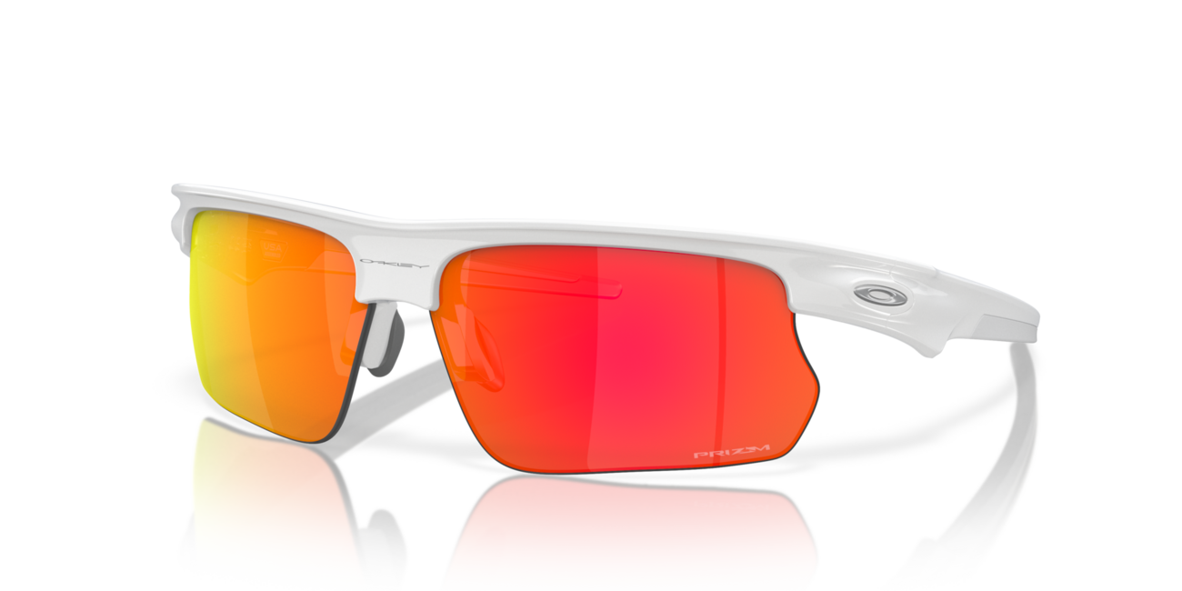 Oakley BISPHAERA sonnenbrille mit rahmen Polished White und mit dias Prizm Ruby 68