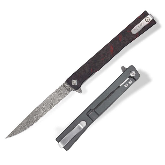 OCASO Solstice Verschlussmesser Damastus Red