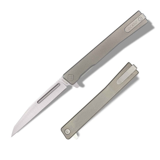 OCASO Solstice schließmesser Titanium + Satin / Wharncliffe
